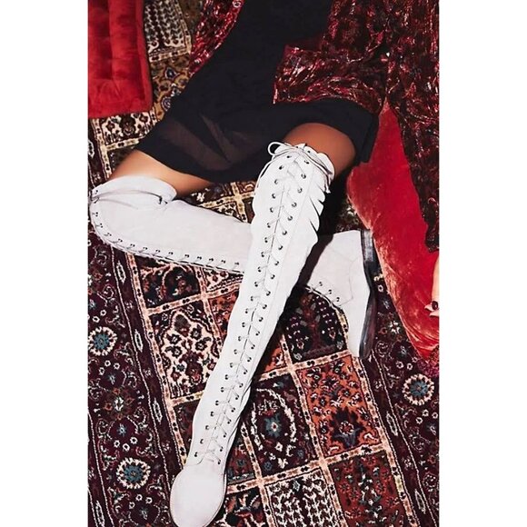 Free People Tennessee Lace-Up Over-The-Knee Boots - Picture 1 of 11